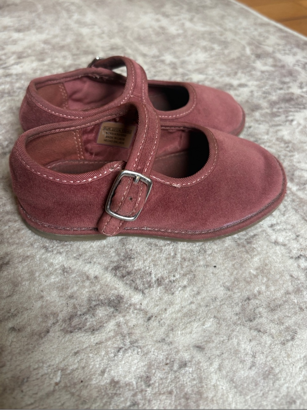 Zara Girls Suede Mary Jane Shoes in Dusty Rose
